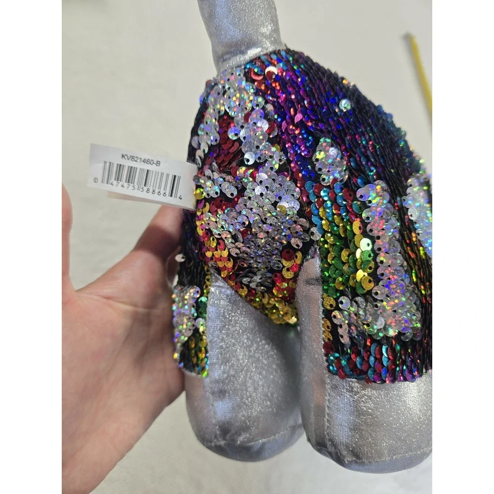 Dan Dee Sequin Dachshund Plush‎ Rainbow Silver Flip Sequins Wiener Dog Toy 19